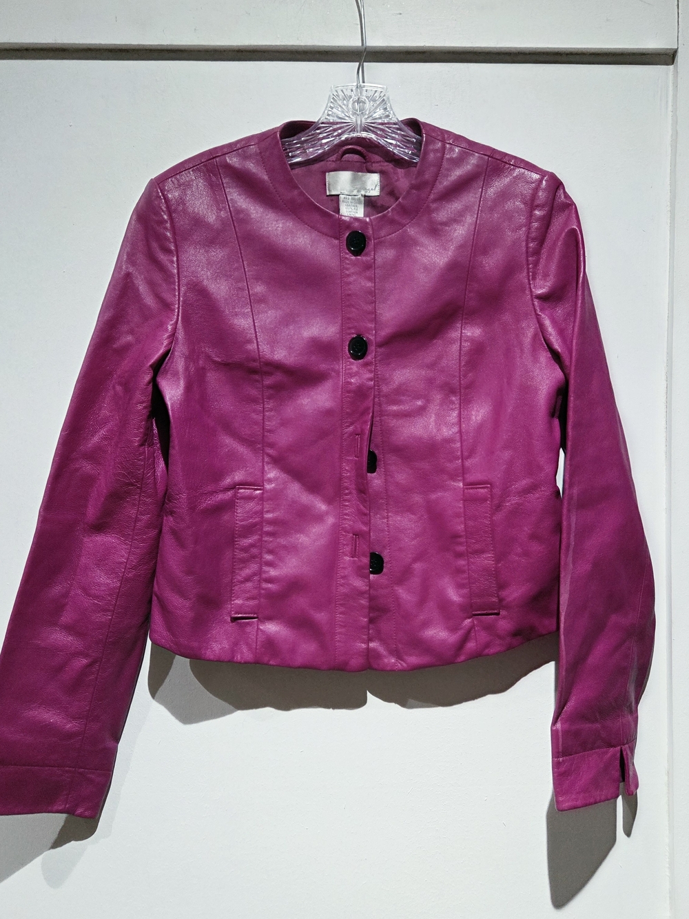 Spiegel Women’s Magenta Leather Button-Front Jacket